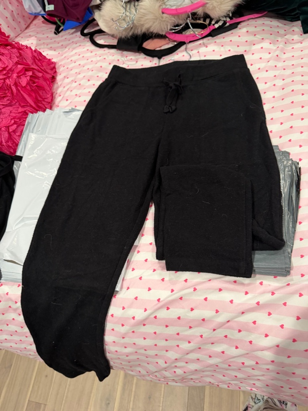 MIA Black Knit Lounge Pants and hoodie top